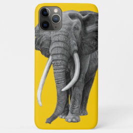 Bull olifant Tekening in potlood met  geel Case-Mate iPhone Case