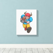 Bull op poorten met Football en Helm Canvas Afdruk (Insitu (Houten vloer))
