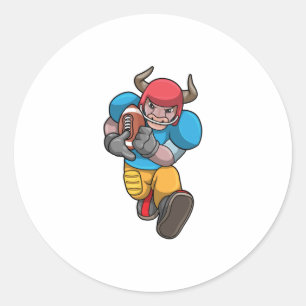 Bull op poorten met Football en Helm Ronde Sticker
