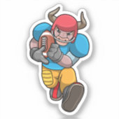 Bull op poorten met Football en Helm Sticker (Voorkant)