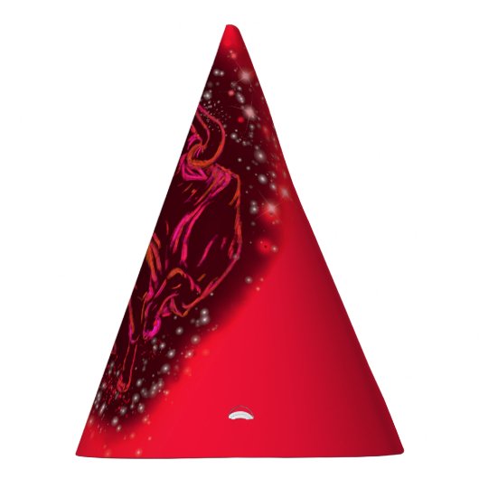 Bull Paper Party Pet draait in rode Sterrennacht Feesthoedjes (Rechts)