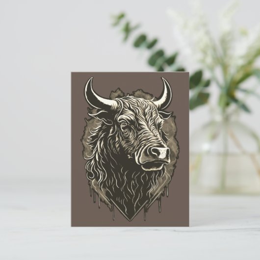 Bull Portrait Briefkaart (Staand voorkant)