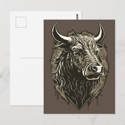 Bull Portrait Briefkaart (Voorkant / Achterkant)