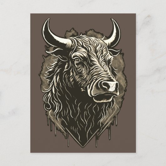 Bull Portrait Briefkaart (Voorkant)