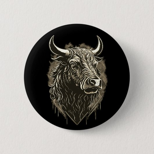 Bull Portrait Briefkaart Ronde Button 5,7 Cm (Voorkant)