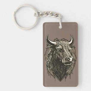 Bull Portrait Briefkaart Sleutelhanger