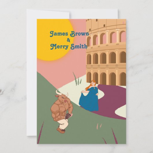 Bull Princess Ancient Roman Sun Wedding Kaart (Voorkant)