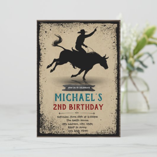 Bull ride party uitnodiging (Staand voorkant)