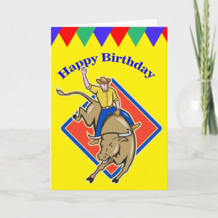 Bull Rider Cowboy Birthday Card Kaart