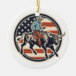 Bull Rider Cowboy Keramisch Ornament