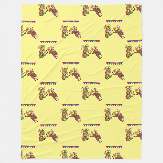 Bull Rider en Rodeo Clown Fleece Deken (Voorkant)