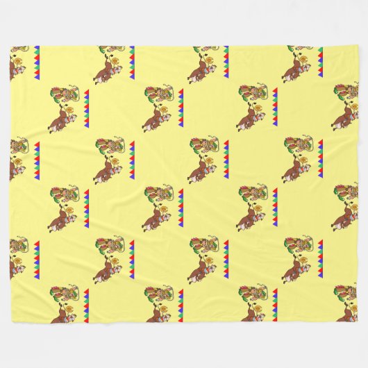 Bull Rider en Rodeo Clown Fleece Deken (Voorkant (Horizontaal))