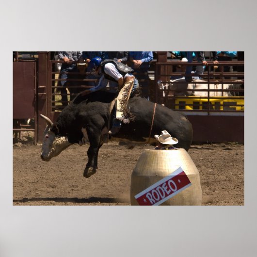 Bull rider hangt aan voor dierbaar leven poster (Voorkant)