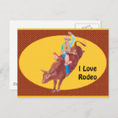 Bull Rider ~ I Love Rodeo Briefkaart (Voorkant / Achterkant)