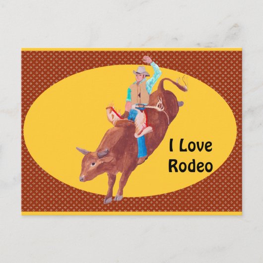 Bull Rider ~ I Love Rodeo Briefkaart (Voorkant)