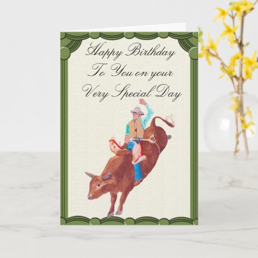 Bull Rider ~ Ik hou van Rodeo Kaart (Gele Bloem)