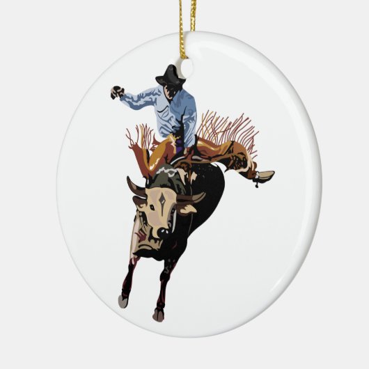 Bull Rider Keramisch Ornament (Links)