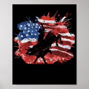 Bull Rider Patriotic American Flag voor Cowboys Poster
