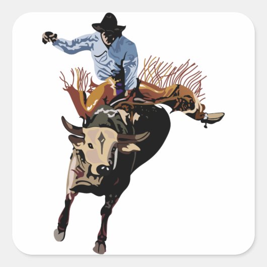 Bull Rider Vierkante Sticker (Voorkant)