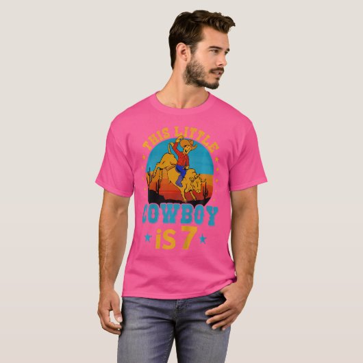 Bull Riding 7e Verjaardag Jongen 7 Jaar Oud Wester T-shirt (Voorkant volledig)