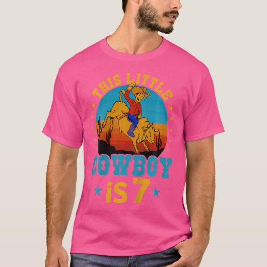 Bull Riding 7e Verjaardag Jongen 7 Jaar Oud Wester T-shirt (Voorkant)