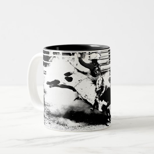 Bull Riding Champ Tweekleurige Koffiemok (Voorkant links)