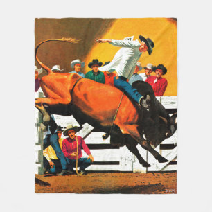 Bull Riding door Fred Ludekens Fleece Deken