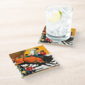 Bull Riding door Fred Ludekens Glazen Onderzetter (Schuin)