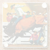 Bull Riding door Fred Ludekens Glazen Onderzetter (Achterkant)