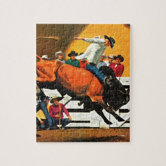 Bull Riding door Fred Ludekens Legpuzzel (Verticaal)