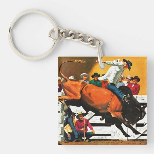 Bull Riding door Fred Ludekens Sleutelhanger (Voorkant)