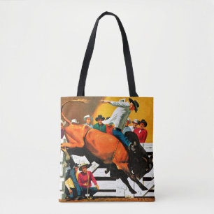 Bull Riding door Fred Ludekens Tote Bag