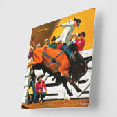 Bull Riding door Fred Ludekens Vierkante Klok (Hoek)