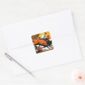 Bull Riding door Fred Ludekens Vierkante Sticker (Envelop)