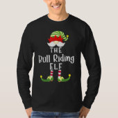 Bull Riding Elf Group Kerstmis Pajama Partij T-shirt (Voorkant)