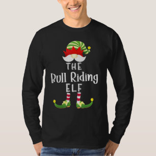 Bull Riding Elf Group Kerstmis Pajama Partij T-shirt
