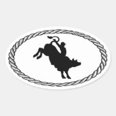 Bull Riding Euro Style Ovale Sticker (Voorkant)