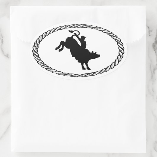 Bull Riding Euro Style Ovale Sticker (Tas)