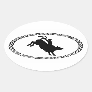 Bull Riding Euro Style Ovale Sticker