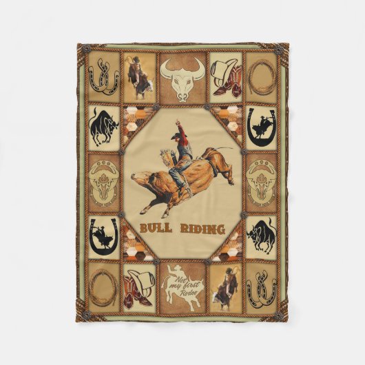Bull Riding Fleece Deken (Voorkant)