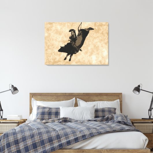 Bull Riding Hero- Rodeo Event Canvas Afdruk (Insitu (Slaapkamer))