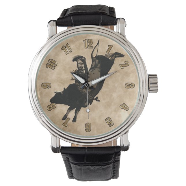 Bull Riding Hero- Rodeo Event Horloge (Voorkant)