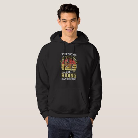 Bull Riding Requires Balls Bull Rider Hoodie (Voorkant volledig)