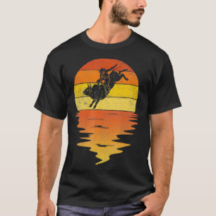 Bull Riding retro zonsondergang  Cowboy Western bu T-shirt