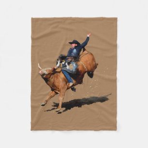 Bull Riding Rodeo Art Fleece Deken