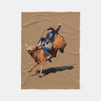 Bull Riding Rodeo Art Fleece Deken