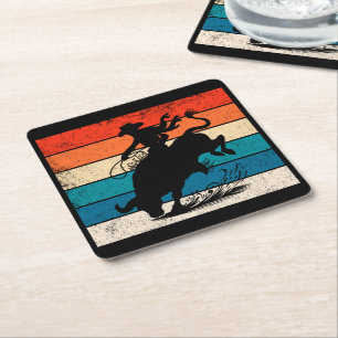 Bull Riding Rodeo Bull Riders Westerne Ranch Retro Kartonnen Onderzetters