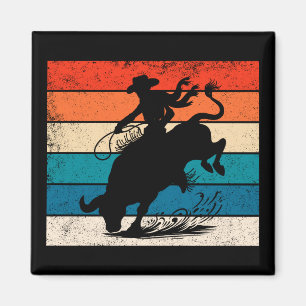 Bull Riding Rodeo Bull Riders Westerne Ranch Retro Magneet