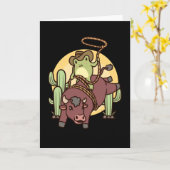 Bull Riding Rodeo Frog Bull Rider Kaart (Gele Bloem)