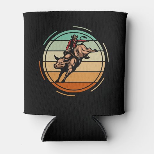 Bull Riding Rodeo Rider Cowboy Westerne Vintage Blikjeskoeler (Voorkant)